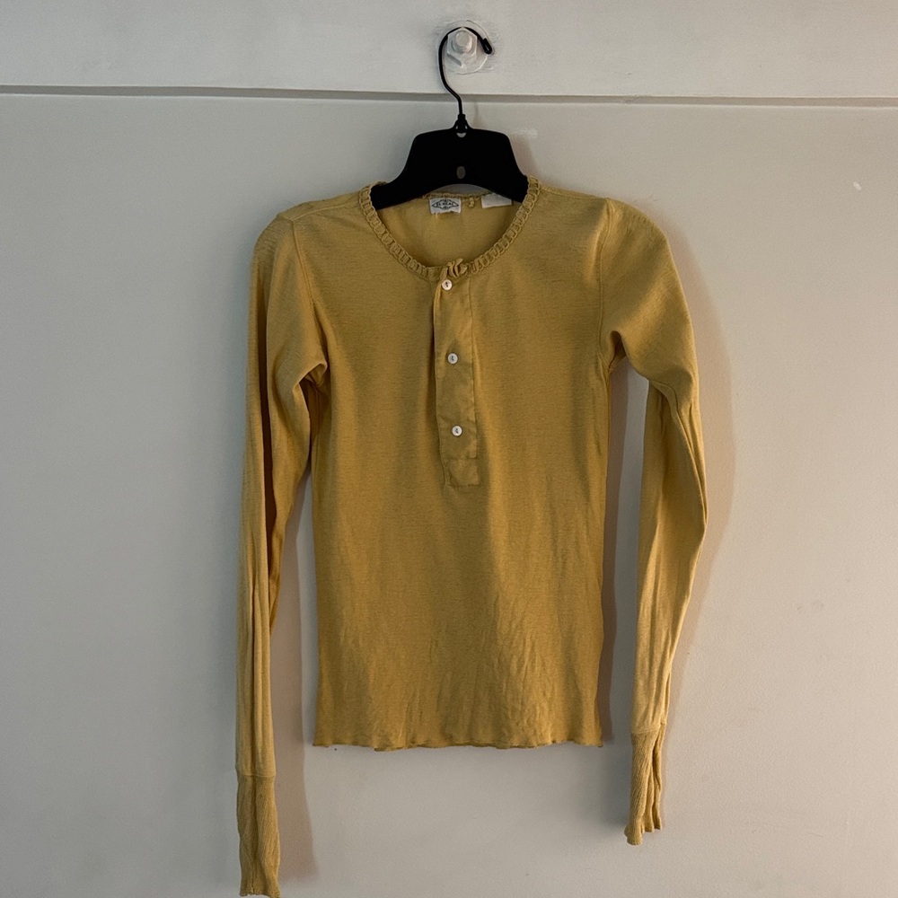 Levi’s Vintage Clothing El Real branded Long Sleeve Henley in Mustard Yellow